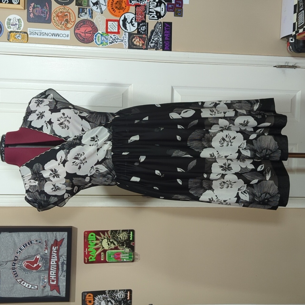 70s Vintage sheer faux wrap dress